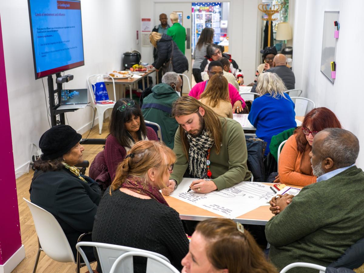 group of residents taking part in a roundtable engagement exercise