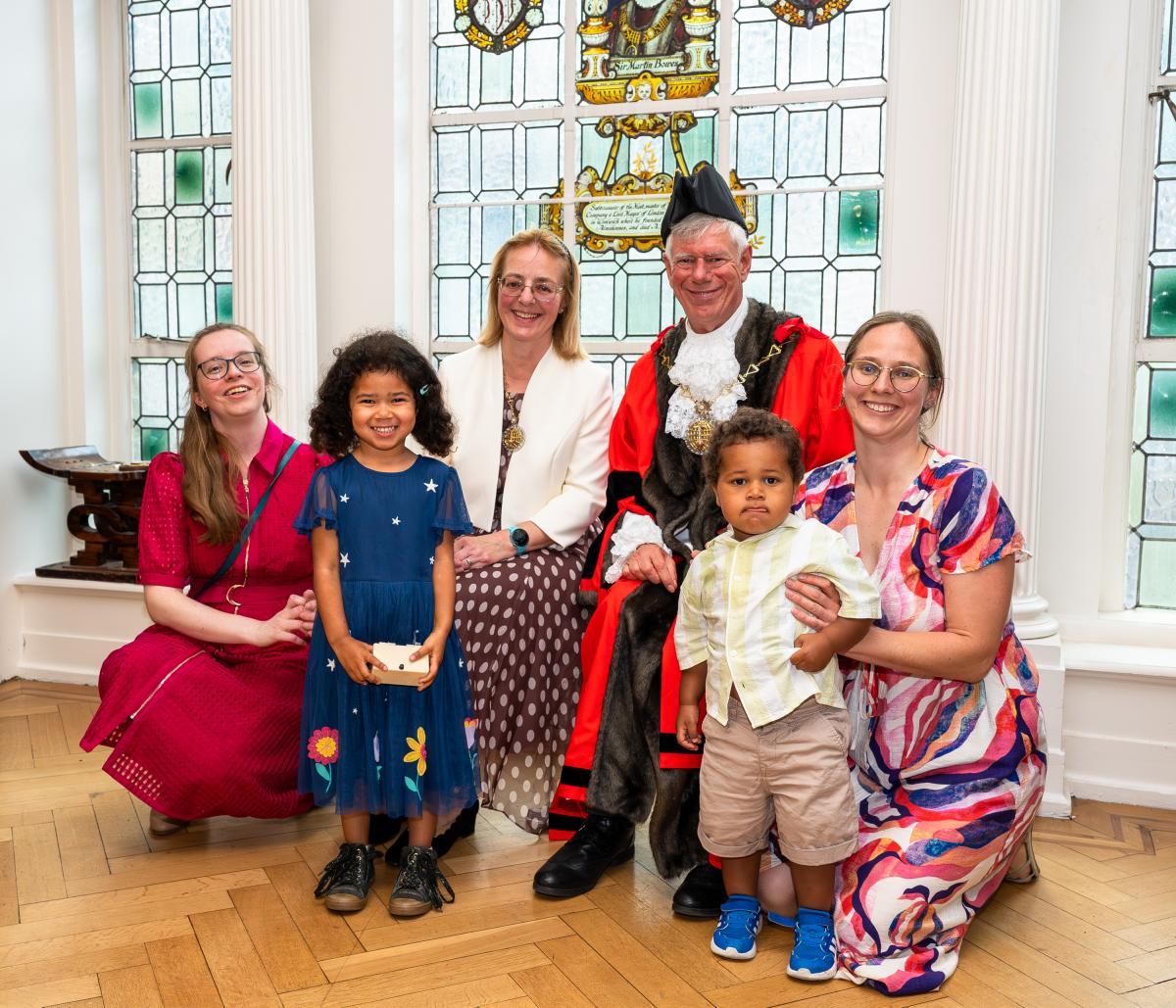 Mayor David Gardner, with his wife Mayoress Alison Chubb and their family