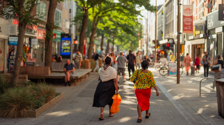 People walking down the high street in Woolwich