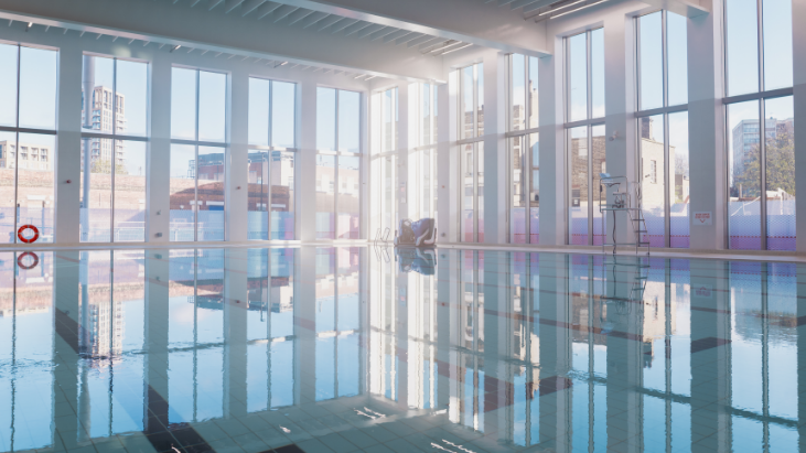 Empty pool inside Woolwich Waves