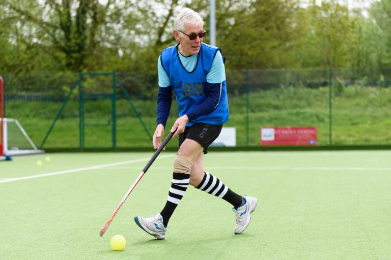 Person playing hockey