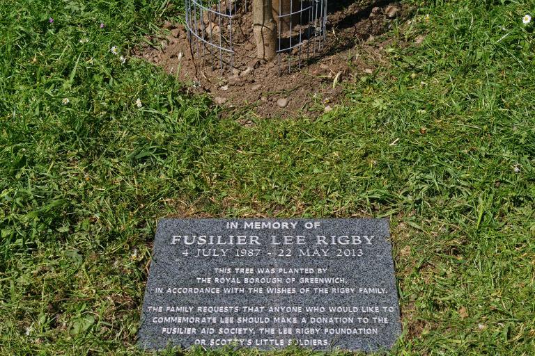 A photo of Lee Rigby's memorial plaque
