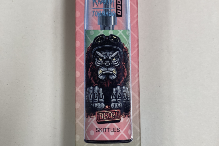 A photo of vape packaging featuring a cartoon gorilla.