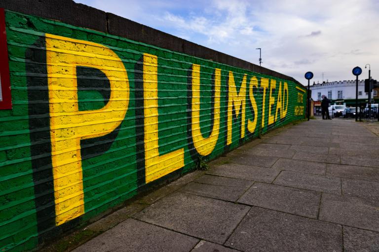 Image of the Plumstead mural taken opposite Plumstead train station