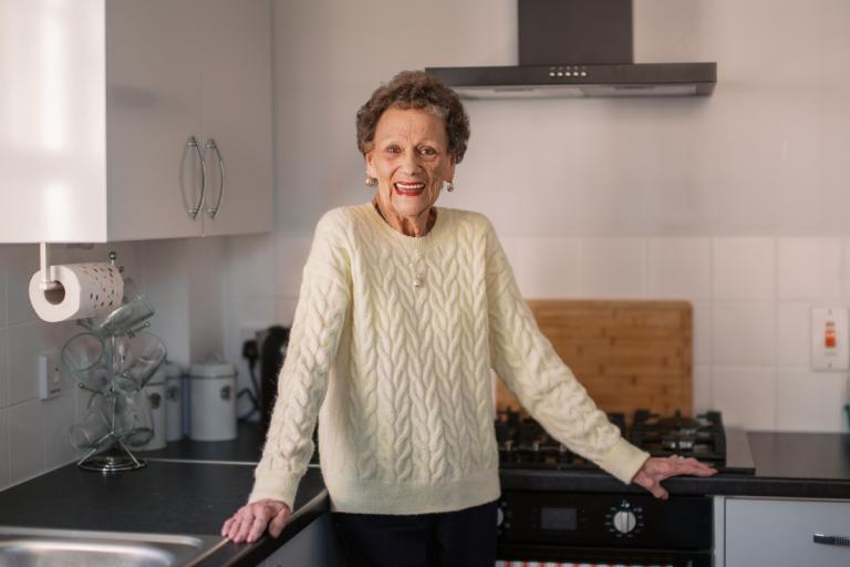 Sheila Hassett in her new kitchen