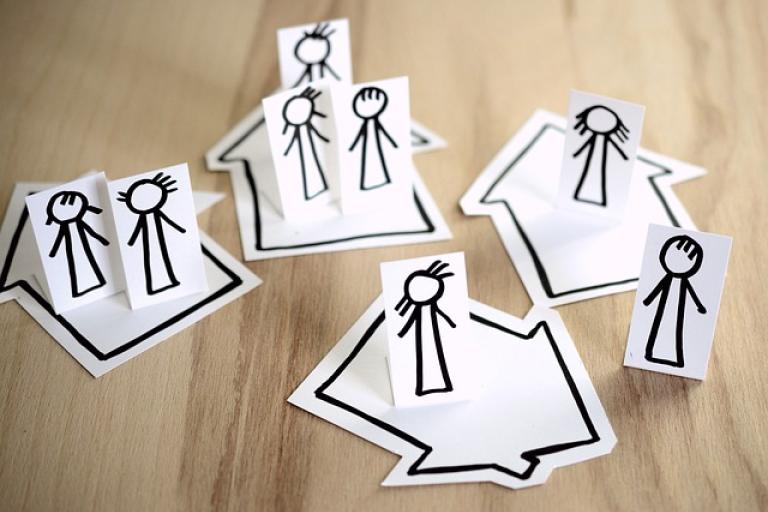 Image showing cartoon drawings of children inside homes