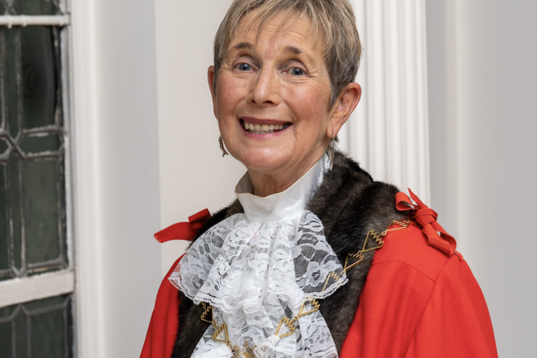 Councillor Linda Bird, Mayor 2025-2026 in her Mayoral Robes