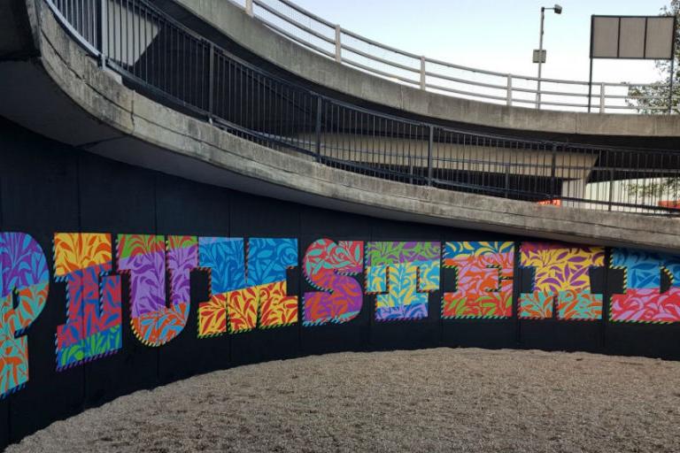 A photo of the Pettman Crescent Bridge underpass in its current state.