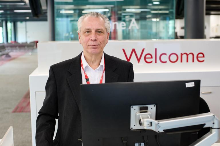 A council staff at the reception area