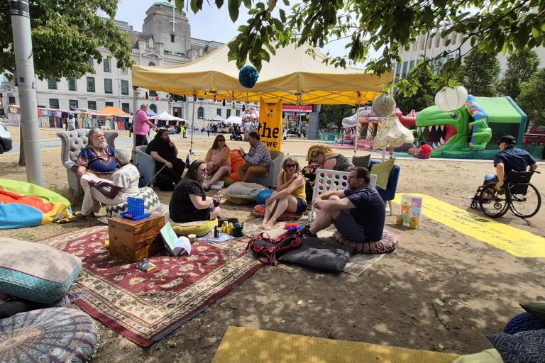 Image showing residents chatting at the public living room event