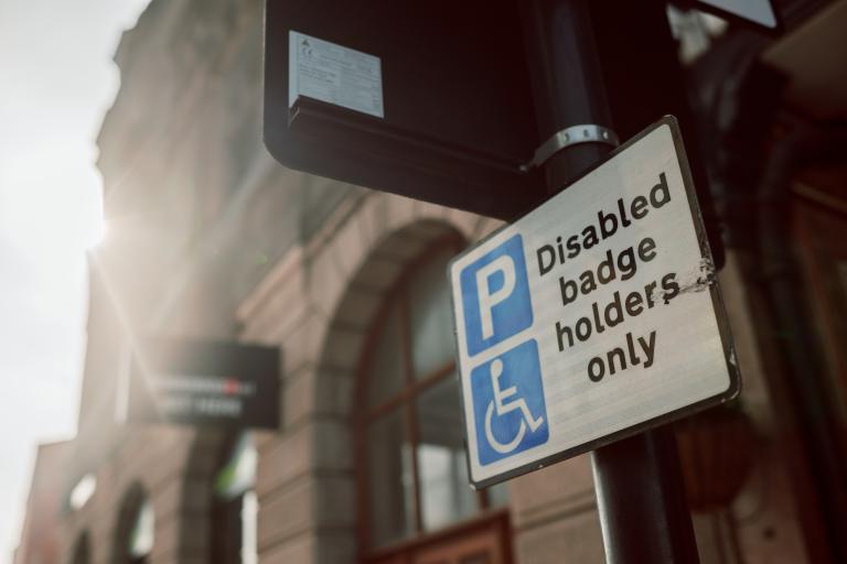 Blue badge parking sign in Woolwich