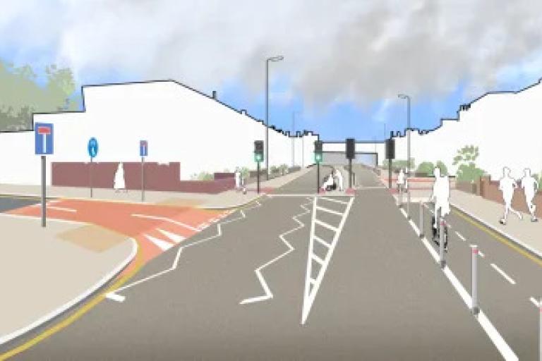 An image of the proposed Silvertown Tunnel enhancement works on Farmdale Road