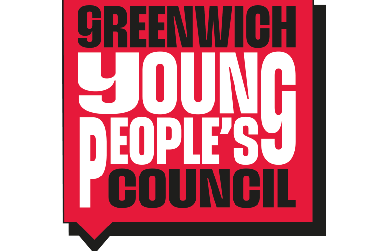 A red dialogue box with the words Greenwich Young People's Council on it.