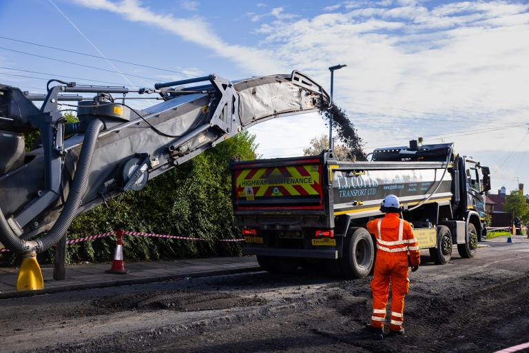 A road being resurfaced 