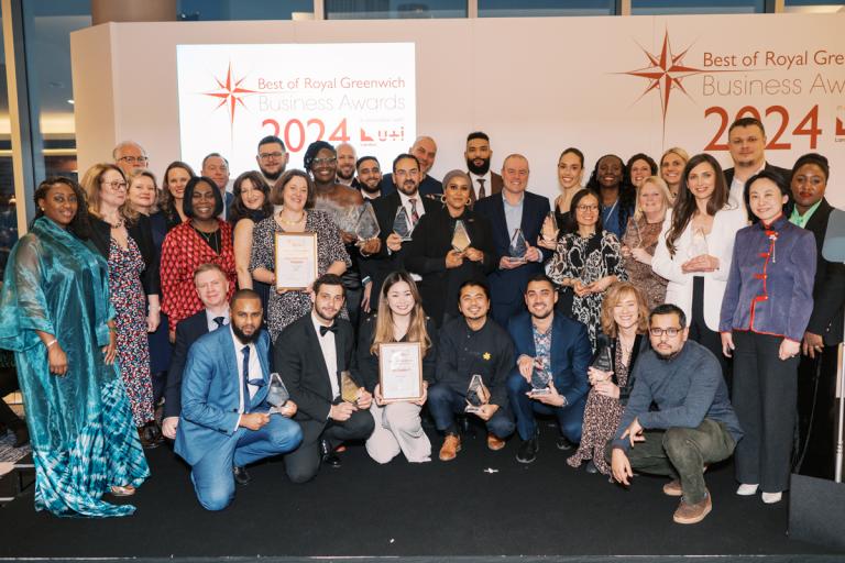 Group photo of award winners from the Best of Royal Greenwich Business Awards 2024