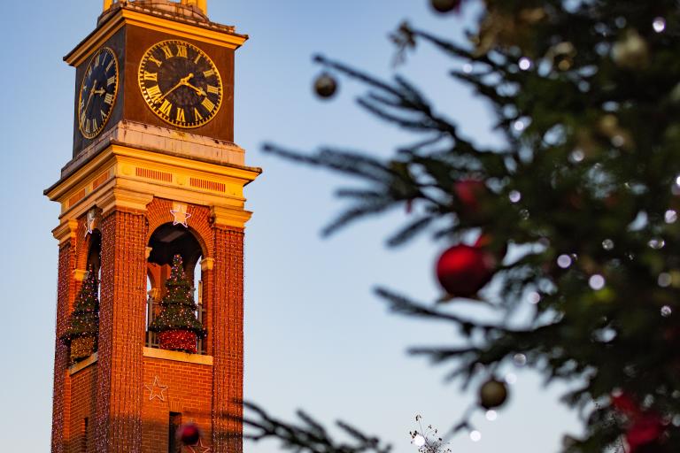 Clocktower, with Christmas tree in site on the corner