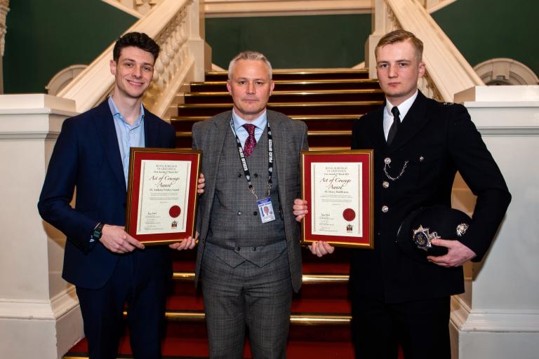 Civic Award winners showcasing their certificates 