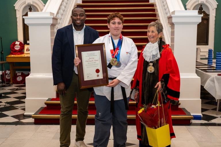 Cllr Anthony Okereke and Cllr Bird with Civic Award winner Miriam Lowe-Ullah