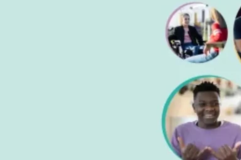 Young people shown in 4 separate circles on a light green background