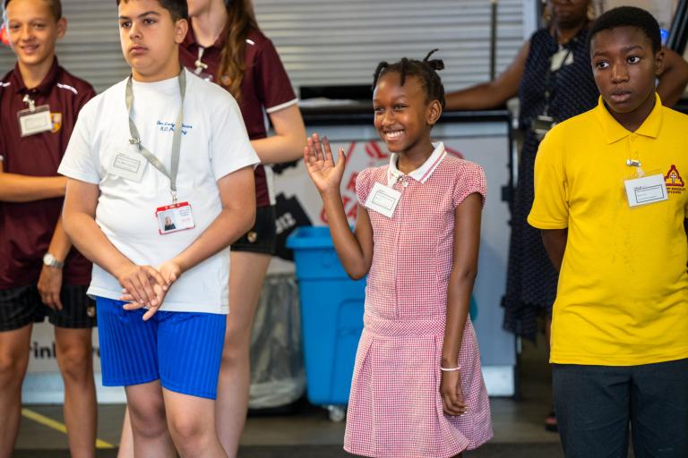 Children taking part in warm up activity