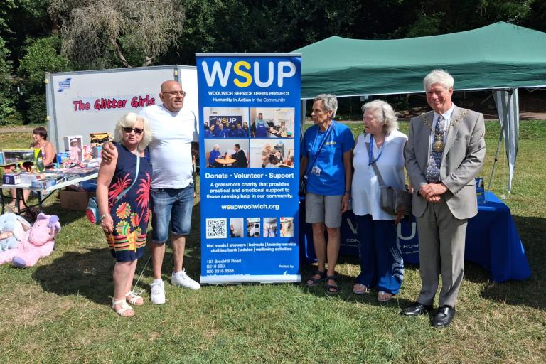 Mayor Gardner meeting WSUP at a community event, WSUP is one of his chosen charities for the year.
