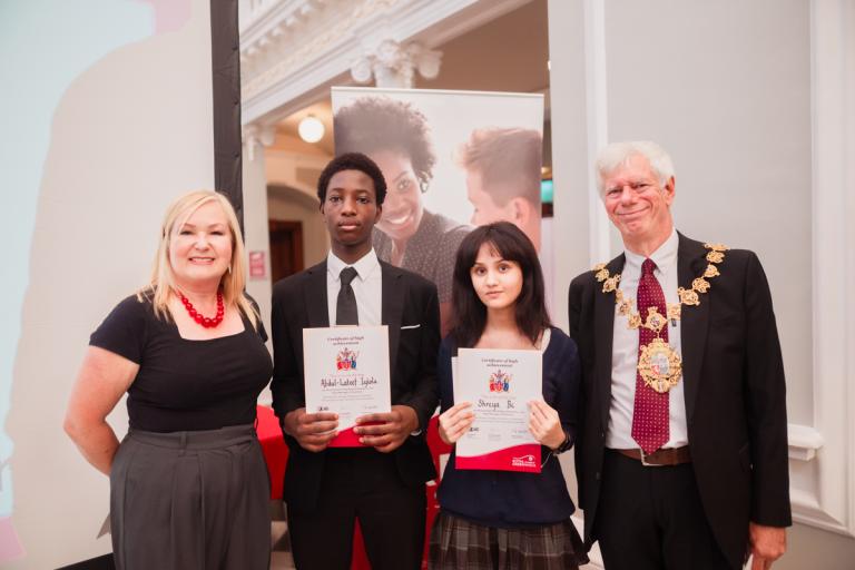 Cllr Bauer students and Cllr Gardner