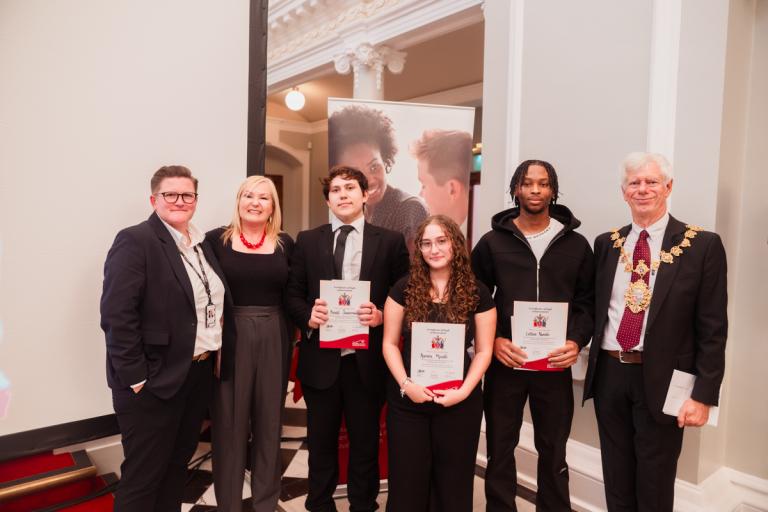 Students and councillors posing