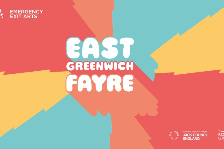 A bright poster promoting the East Greenwich Fayre