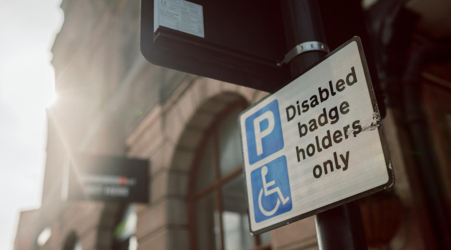 Blue badge parking sign in Woolwich